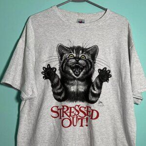 Vintage Tiger Shirt Mens Extra Large Grey Short Sleeve Cotton